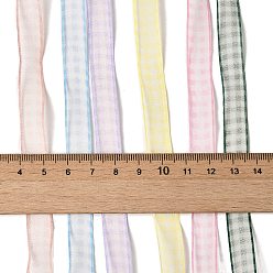 Couleur Mélangete Ensembles de rubans tartan en polyester et nylon, pour la fabrication de nœuds papillon, emballage cadeau, couleur mixte, 3/8 pouces (9~11 mm), environ 5.00 yards (4.57m)/sac