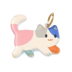 Cat Shape Печатные 304 подвески из нержавеющей стали, прелести животных, золотые, красочный, форма кошки, 17x18x3.5 мм, отверстие : 4.5 мм