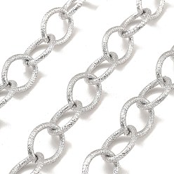 Platinum Aluminium Cable Chains, Texture, Unwelded, with Spool, Platinum, 18x14x2mm, about 32.81 Feet(10m)/Roll