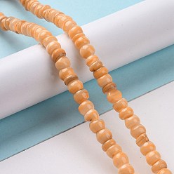 Orange Natural Cultured Freshwater Shell Beads Strands, Dyed, Rondelle, Orange, 6.5~7.5x2~6.5mm, Hole: 1mm, about 85pcs/strand, 14.88 inch(37.8cm)