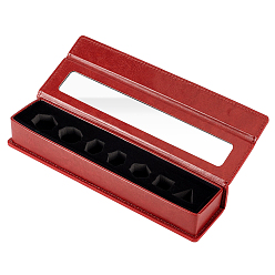Rouge Foncé Boîtes de rangement pour dés en similicuir à compartiments avec couvercle magnétique transparent, rectangle, rouge foncé, 7 cm