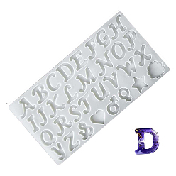 Белый Силиконовые формы для подвесок в виде букв своими руками, изготовление украшений, формы для литья смолы, для уф-смолы, изготовление ювелирных изделий из эпоксидной смолы, белые, 355x185 мм