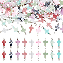 Нержавеющая Сталь Цвет 70 шт. 7 цвета двухцветные крестообразные акриловые соединительные подвески, с 304 фурнитурой из нержавеющей стали, разноцветные, цвет нержавеющей стали, 28x12x4.5 мм, отверстие : 1.8~3 мм, 10 шт / цвет