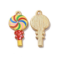 Colorful Alloy Enamel Pendants, Golden, Lollipops Charm, Colorful, 24x12x2mm, Hole: 1.5mm