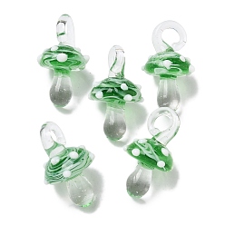 Средний Морско-зеленый Подвески лэмпворк ручной работы, неровный, гриб, средний морской зеленый, 24.5~29.5x15~18.5 мм, отверстие : 2~5 мм