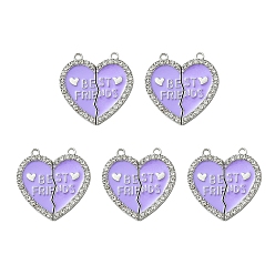 Средняя Орхидея Подвеска из сплава эмали, со стразами, без кадмия, без никеля и без свинца, платина, разбитое сердце со словом лучший друг, средне орхидеи, 31x30.5x2 мм, отверстие : 2 мм