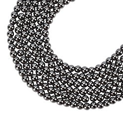 Non-magnetic Hematite Non-Magnetic Synthetic Hematite Beads Strands, Beads Strands, Grade A, Round, 8mm, Hole: 1.5mm, about 53pcs/strand, 6strands/box