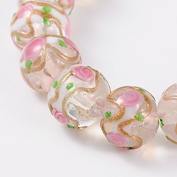 Лавандовый румянец Ручной работы Золотые пески Lampwork круглые бусины, лавандовый румянец, 12 мм, отверстие : 1.5~2 мм