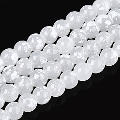 Снежный Выпечка краска бисер пряди, круглые, снег, 6~6.5 мм, отверстие : 1~1.2 мм, около 142~143 шт / нитка, 29.92~30.71 дюйм (76~78 см)