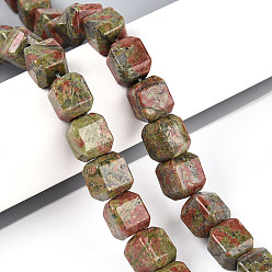 Унакит Природные Unakite бисер нитей, кубические, 11~12.5x9.5~10.5x9.5~10.5 мм, отверстие : 0.7 мм, около 33 шт / нитка, 14.76~15.75 дюйм (37.5~40 см)