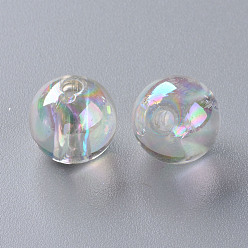 Clear AB Transparent Acrylic Beads, AB Color Plated, Round, Clear AB, 12x11mm, Hole: 2.5mm, about 566pcs/500g