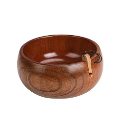 Saddle Brown Wood Yarn Bowl Holder, Knitting Wool Storage, with Stopper, Saddle Brown, 15.5x7.5cm