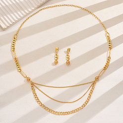 Золотой Элегантный набор из многослойных ожерелий и серег из железного материала для женщин, золотые