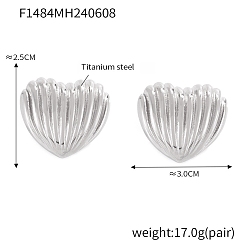 Нержавеющая Сталь Цвет Серьги-гвоздики из нержавеющей стали в форме сердца для женщин, цвет нержавеющей стали, 25x30 мм