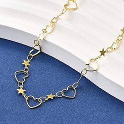 Настоящее золото 18K Латунные ожерелья со звездами и сердечками, без свинца и без кадмия, долговечный, стойки покрытие, реальный 18 k позолоченный, 17.44 дюйм (44.3 см)