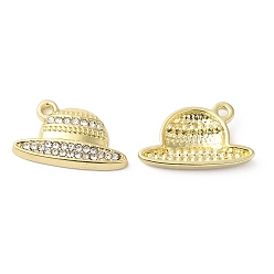 Golden Alloy Rhinestone Pendants, Hat Charms, Golden, 11x19x3mm, Hole: 1.5mm