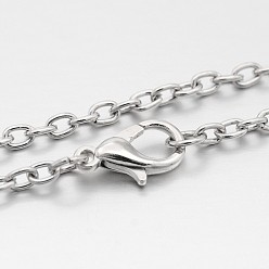 Platinum Iron Cable Chain Necklace Making, with Alloy Lobster Claw Clasps, Platinum, 29.1 inch