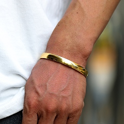 Золотой 201 браслеты из нержавеющей стали с шарнирным креплением для мужчин и женщин, золотые, внутренний диаметр: 2-1/2 дюйм (6.5 см)