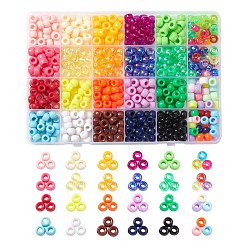 Mixed Color 168G 24 Colors Plastic Bead Sets, Barrel, Mixed Color, 9x6mm, about 20~25pcs/7g, 7g/color