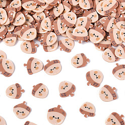 Персиковый Слойка Ручной полимерной глины кабошонов, каштан, розовые, 5.5~7.5x5~7.5x0.5~1.5 мм, Около 14285 шт / 500 г