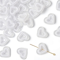 Белый 30шт акриловые бусины, бусина в бусине, сердце, белые, 19.5x23x6 мм, отверстие : 3 мм