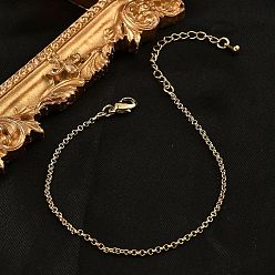 Золотой Браслеты из латунной цепочки «роло» для женщин, без кадмия и без свинца, 901 застежка из нержавеющей стали, долговечный, золотые, 6-1/2 дюйм (16.5 см)
