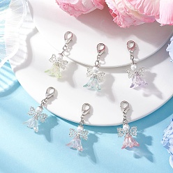 (52) Непрозрачная лаванда Подвеска в виде ангела из стеклянных бусин и акрила, Сплав с застежками когтя омара, разноцветные, 43 мм