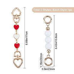 Mixed Color Gorgecraft 2Pcs 2 Style Bag Chain Extension Straps, ABS Plastic Beads, Alloy Spring Gate Rings and Clasps, for Bag Replacement Accessories, Mixed Color, 1pc/style