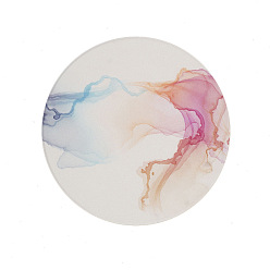 Colorful Porcelain Cup Mats, Coasters, Hot Pads, Heat Resistant, Flat Round with Marble Pattern, Colorful, 103mm