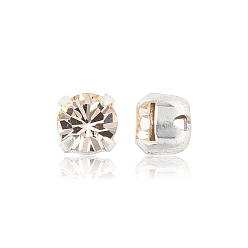 00520 Light Gold Quartz Preciosa® maxima crystal в пришивной чашке, чешский хрусталь, с настройками латуни, 719 35 021 шатон (круглый), серебряные, 00520 светло-золотистый кварц, ss 16 (3.8~4 мм)