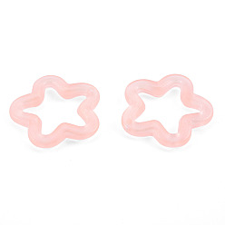 Pink Transparent Luminous Acrylic Pendants, with Glitter Powder, Star, Pink, 29.5x30.5x5mm, Hole: 1.8mm, about 320pcs/500g
