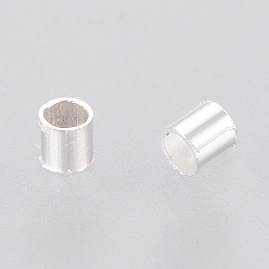 Silver Brass Crimp Beads, Cadmium Free & Lead Free, Tube, Silver, 1.5x1.5mm, Hole: 1mm