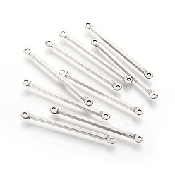 Stainless Steel Color Tarnish Resistant 201 Stainless Steel Links connectors, Bar, Stainless Steel Color, 36x1.5x1.5mm, Hole: 1.2mm