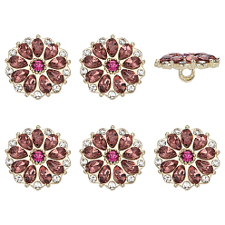 Бриллиантовый Оранжево-желтый 6шт. пуговицы из сплава со стразами, цветок, 1-луночное, Padparadscha, 17.5x7.5 мм, отверстие : 2.5 мм
