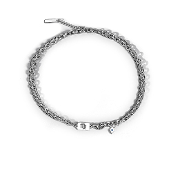 Virgo Men's Constellation Stainless Steel Necklace, Cable & Curb Chains Double Layer Necklace, Virgo, 20.08~31.50 inch(51~80cm)