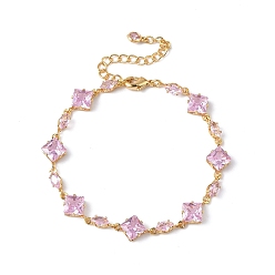 Настоящее золото 18K Браслеты из латуни, с фианитами и стекла, без никеля , реальный 18 k позолоченный, 6-1/2 дюйм (16.5 см)