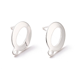 925 Sterling Silver Plated 201 Stainless Steel Stud Earring Findings, with Horizontal Loop and 316 Stainless Steel Pin, Oval, 925 Sterling Silver Plated, 14x9mm, Hole: 1mm, Pin: 0.7mm