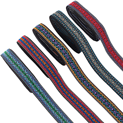 Color mezclado 13.5m 5 colores cinta de poliéster jacquard vintage, cinta tejida bordada, para ropa de bricolaje accesorios decoraciones, color mezclado, 1 pulgada (25 mm), aproximadamente 2.95 yardas (2.7 m) / color
