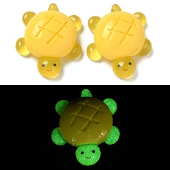 Золотистый Светящиеся кабошонов смолы, для изготовления ювелирных изделий, светится в темноте, черепахи, золотые, 31.5x26.5x10.5 мм