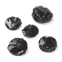 Obsidian Rough Raw Natural Black Obsidian Beads, for Tumbling, Decoration, Polishing, Wire Wrapping, Wicca & Reiki Crystal Healing, No Hole/Undrilled, Flat Round, 27~37x6~12mm