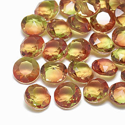Light Siam Pointed Back Glass Rhinestone Cabochons, Imitation Tourmaline, Flat Round, Light Siam, 6x4.5mm