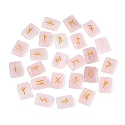 Розовый Кварц 25 шт. прямоугольные рунические камни из натурального розового кварца с гравировкой алфавита футарка, 19.5~20x15x5.5~6 мм