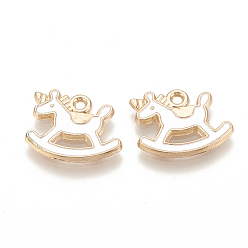 Кремово-белый Подвески из эмали и сплава, без кадмия и без свинца, качалки, золотой свет, кремово-белые, 13x16x1.5 мм, отверстие : 1 мм