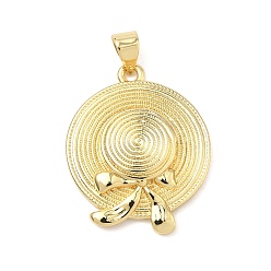 Настоящее золото 18K Латунные подвески, шляпные прелести, долговечный, без кадмия и без свинца, реальный 18 k позолоченный, 25x20x4 мм, отверстие : 4x3 мм