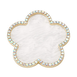 Белый Палитра цветов для нейл-арта из смолы, со стеклянными стразами, цветок, белые, 7.85x7.85x0.6 см