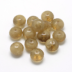 Темный Хаки Акриловые бусины, Стиль имитация драгоценных камней, Двухцветный цвет, граненые, рондель, Темный хаки, 17.5x13 мм, Отверстие : 1.5 мм , около 210 шт / 500 г