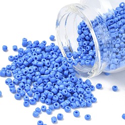 Васильковый Бисер из стекла , непрозрачные семян цветов, маленькие бусины для изготовления ювелирных изделий, круглые, васильковый, 8/0, 3 мм, отверстие: 1 мм, Около 10000 шт / фунт