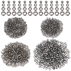 Gunmetal 2000Pcs 4 Style Brass Crimp Beads, Rondelle, Gunmetal, 500pcs/style