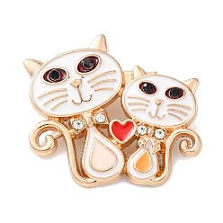 Белый Булавки с кошачьей эмалью, штыри отворотом сплава горного хрусталя для одежды рюкзака, золотой свет, белые, 25x28 мм