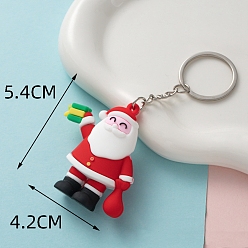 Santa Claus Пвх пластиковый брелок, Новогодняя тема, Дед Мороз, кулон: 5.4x4.2 см